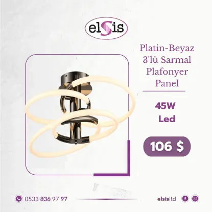 Platin - Beyaz 3'lü Sarmal Plafyonyer Panel resmi