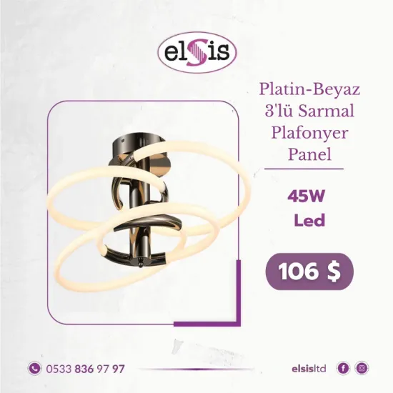 Platin - Beyaz 3'lü Sarmal Plafyonyer Panel resmi