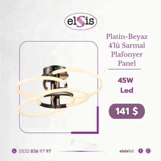 Platin - Beyaz 4'lü Sarmal Plafyonyer Panel resmi